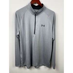Under Armour XL Long Sleeve Quarter Zip Gray and Red Loose Heatgear